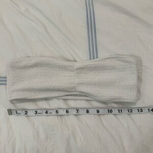 La hearts white ruched strapless bikini, top SZ M perfect condition